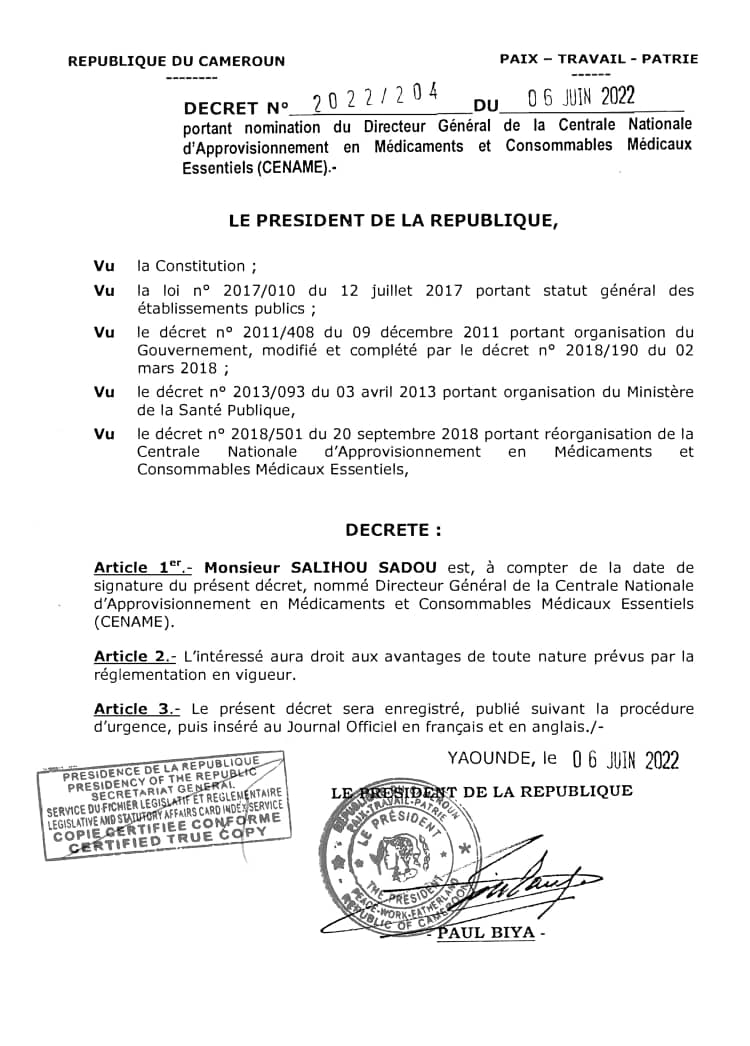 Dr SALIHOU SADOU DG CENAME